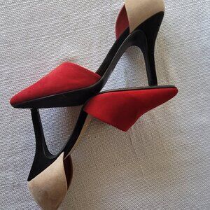Chinese Laundry Heels Suede Red Tan 9.5